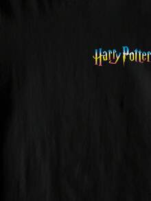 HARRY POTTER X SHEIN Áo thun in chữ phong cách thường ngày cho bé gái tuổi teen, thích hợp cho mùa hè. - màu đen - Xem 7
