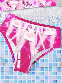 SHEIN Bộ đồ bơi hai dây ôm sát và bikini tam giác dành cho bé gái, thích hợp cho mùa hè. - Nhiều màu - Xem 3