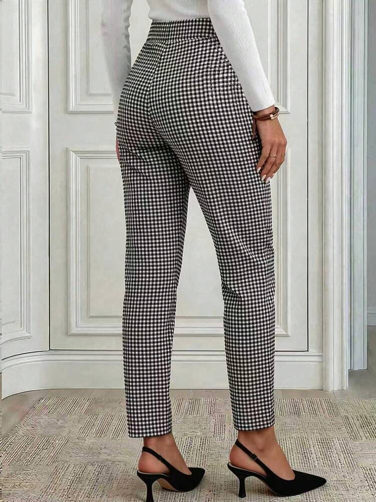 Women's Fashionable Commuter Black And White Plaid Pants Women's Pants Elegant Pants For Women Winter Women Pants Fall Pants Stylish Women's Pants Plaid
