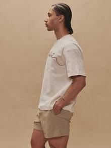 Musero Oversized Crew Neck Short Sleeve Large Front Chest Embroided "LATE CHECKOUT" Patch Detailing Spring Summer Essentials Holiday - White - View 4