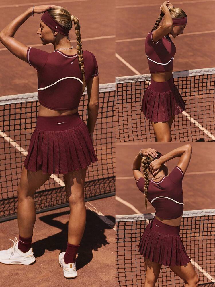 FeatherFit™-Air Power Rally Lightweight Sun-Protective Tummy Control Pleated Tennis Skirt With Built-In Shorts Side Pockets Tennis Golf Pickleball