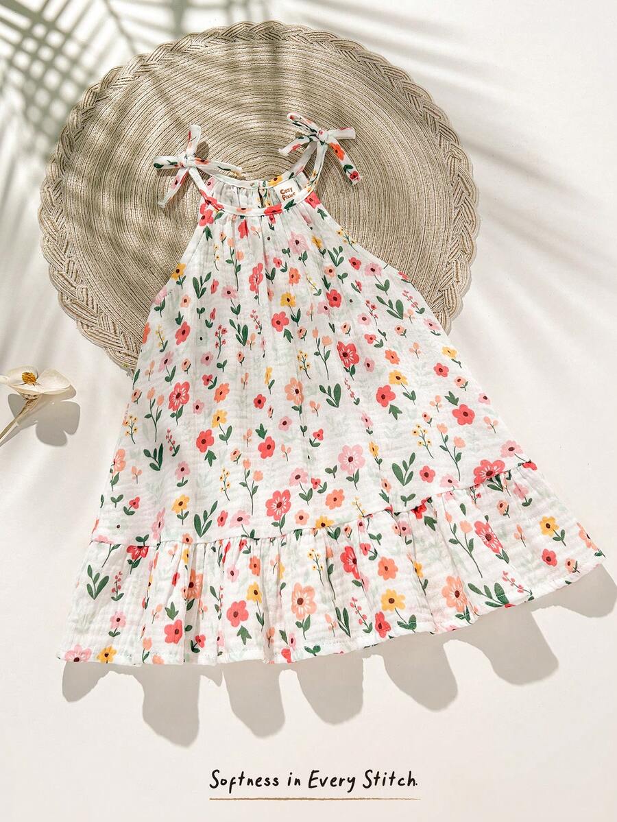 Cozy Pixies Baby Girl Floral Print Casual Sleeveless Dress - Multicolor - View 1