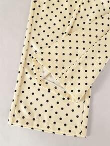 SHEIN Young Girl' Cute Polka Dot Print Camisole And Wide Leg Pants Set, Suitable For Vacation And Outdoor Activities - Khaki - View 3
