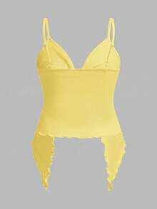 Modmama Set de 2 piezas de top de tirantes con dobladillo asimétrico y nudo delantero en unicolor para maternidad - Multicolor - Ver 11
