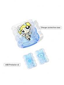 THE POWERPUFF GIRLS X SHEIN Ốp bảo vệ đầu sạc gập gọn Power Girl Gradient - Màu xanh lam - Xem 5