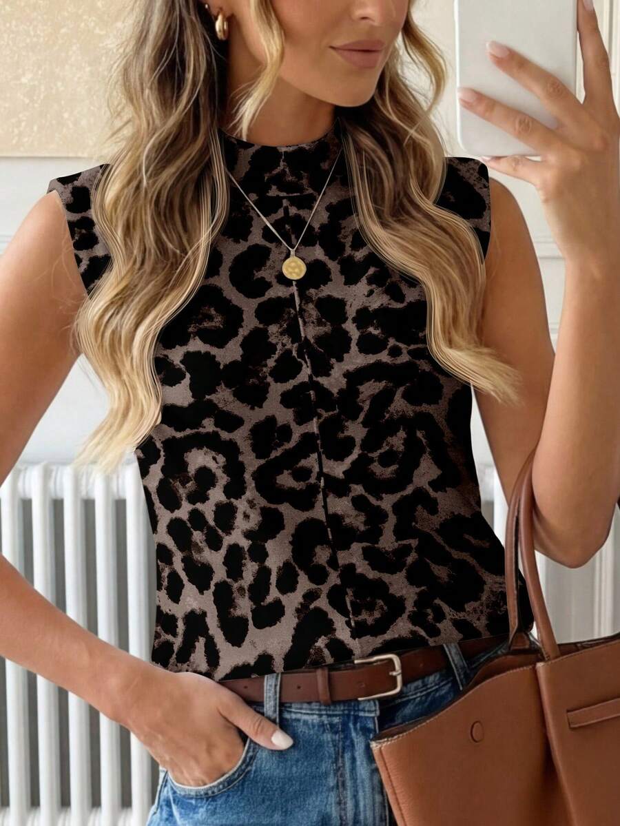 Easowa Áo tank top tay ngắn in họa tiết dành cho nữ, kiểu dáng thường ngày, thích hợp cho mùa hè. - Nhiều màu - Xem 1