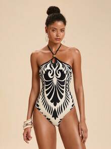 SHEIN TRVLCHIC 女士度假印花连体泳衣 - 彩色 - 查看 7