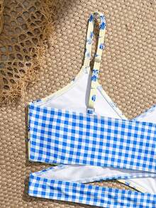 SHEIN Bộ bikini in họa tiết hình bánh donut dễ thương dành cho bé gái tuổi teen, gồm 3 món và váy lưới, thích hợp cho bãi biển, hồ bơi, mùa hè và kỳ nghỉ. - Nhiều màu - Xem 4