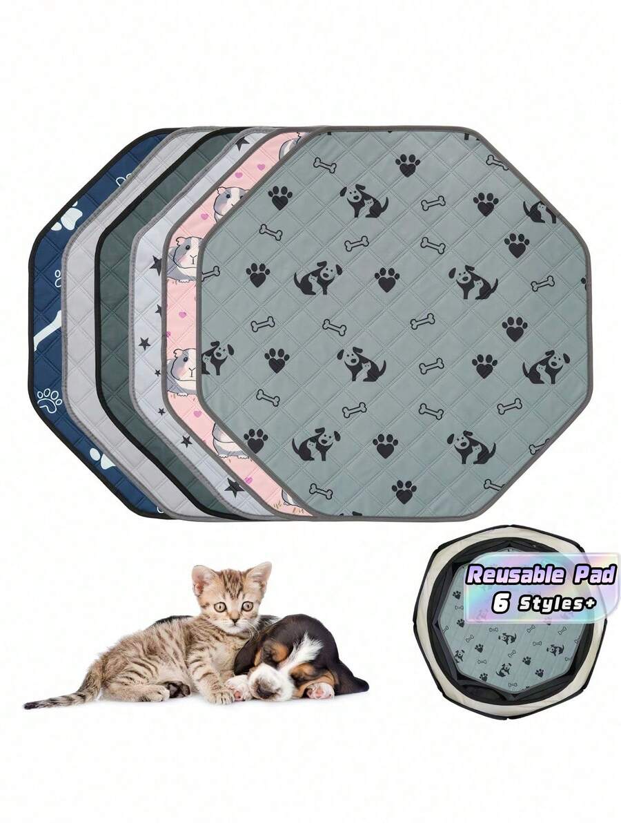1 Buah Alas Toilet Anjing Segi Delapan yang Dapat Dicuci, Alas Tidur dan Bermain Kucing yang Dapat Digunakan Kembali untuk Kandang Bermain Segi Delapan 29 Inci, Menyerap, Anti Bocor, Anti Selip, Alas Pelatihan Anak Anjing, Tersedia Berbagai Warna, Pelapis Kandang Hewan Peliharaan - MultiWarna - View 1