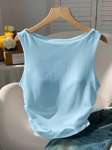 Comfortcana Camiseta de tirantes de algodón puro, primavera/verano - Azul - Ver 4