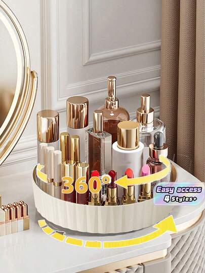 2Tier 5L Spice Organizer Rotating Turntable Plastic Cosmetic Storage Box Kitchen Countertop Organizer For Home Office Organization Space Saving Trending