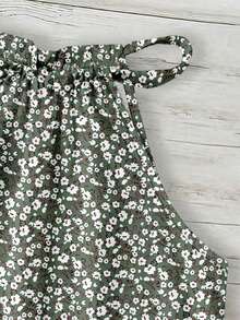 SHEIN LUNE Women's Ditsy Floral Halter Neck Camisole, Suitable For Spring And Summer Golf White Sexy - Green - View 4