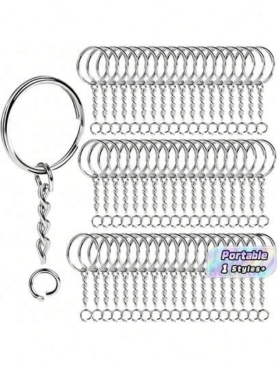 SHEIN 100pcs Keychain Making Kit - Complete Set Includes 50 Keychains And 50 Jump Rings