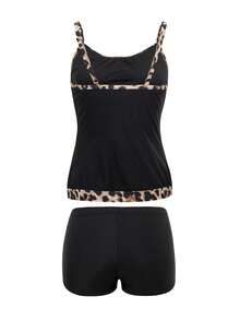 SHEIN Swim Lushore Bộ đồ bơi mùa hè họa tiết da báo dành cho nữ, kiểu dáng tối giản, thanh lịch. - màu đen - Xem 7