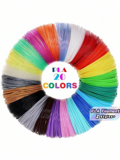 20 Assorted Random Colors PLA 3D Printer Filament 1.75mm Diameter 5M Or 3M Choose Works With High Temp 3D Pens Perfect For Artists Students Makers DIY Creative Projects Gifts