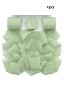 1/3/6 Cuộn ruy băng chiffon thủ công màu xanh lá cây nhạt, vải tua rua thủ công tự làm, ruy băng chiffon gói quà, ruy băng tua rua 1,5 inch x 21 yard, thích hợp cho thiệp mời đám cưới, bó hoa cưới, gói quà, đồ thủ công tự làm, làm nơ, trang trí tiệc. - màu xanh lợt - Xem 7