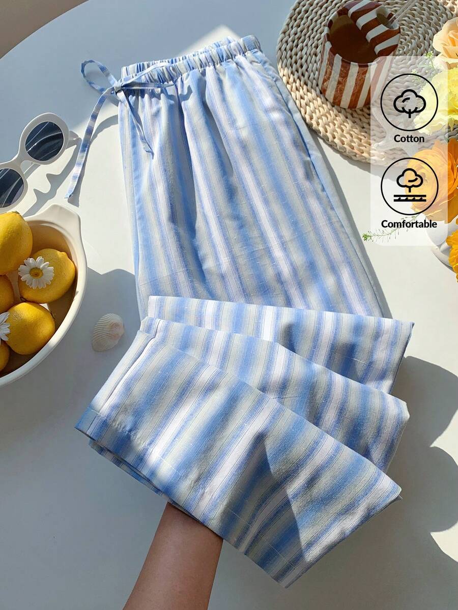 Comfortcana 2026 New Arrival Spring/Summer Women's Summer Vacation Striped Tie Waist Pants Vacation Outfits Women Summer Holiday Outfits Country Concert Outfit - Multicolor - View 1