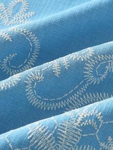Maija Kids Maija Kids 少女刺绣方领荷叶袖可爱连衣裙 - 藍色 - 查看 8