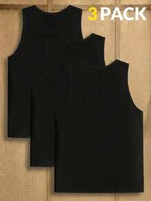 AKNOTIC Men's Solid Color Crew Neck Knit Casual Vest - Black - View 2