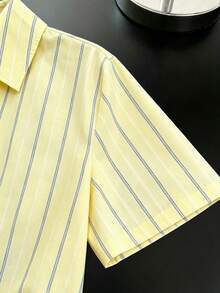 Camisa casual de mujer de manga corta con botones y rayas de fresa - Multicolor - Ver 4