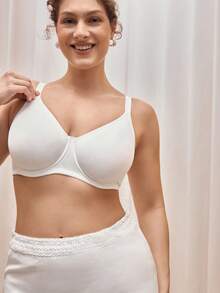 Bralution Sujetador inalámbrico sin aros sencillo y delgado para tallas grandes, que levanta y recoge sin relleno - Blanco - Ver 1