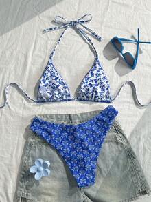 Swim Mod Bộ bikini hai mảnh mùa xuân/hè 2026 dành cho nữ, họa tiết hoa nhí, tối giản, tôn dáng, thích hợp cho kỳ nghỉ biển. - Nhiều màu - Xem 2