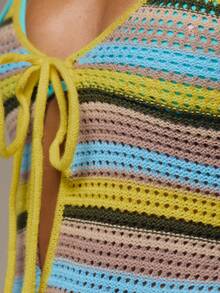 MUSERA Bộ jumpsuit ôm sát, thắt nơ phía trước, khoét eo, họa tiết kẻ sọc, thích hợp cho kỳ nghỉ hè, lễ hội, tiệc tùng, bãi biển, lễ hội hóa trang. - Nhiều màu - Xem 6