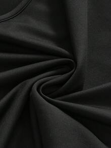 ROMWE Avant فستان قصير ضيق للنساء بتصميم Y2K رجعي وجذاب، بياقة على شكل قطرة ماء كبيرة، وظهر مفتوح، وتفريغات، وأزرار - الأسود - مشاهدة 4