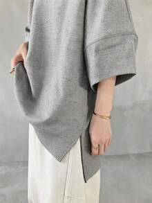 FRIFUL Women Navy Loose Basic T-Shirt, Casual Summer Wear - Grey - View 9