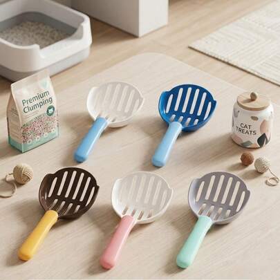 PETSIN 1 Style Pet Color-Block Cat Litter Scoop, Large Size, Instant Litter Sifting, Cat Poop Cleaning Tool, Thickened Litter Scoop,