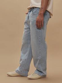 Straight Leg Washed Button Fastening Denim Trouser Jeans Spring Summer Essentials Holiday - Blue - View 3