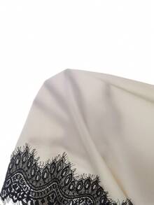 Heiryn 女款對比色蕾絲不對稱下擺細肩帶背心上衣 - 彩色 - 查看 9