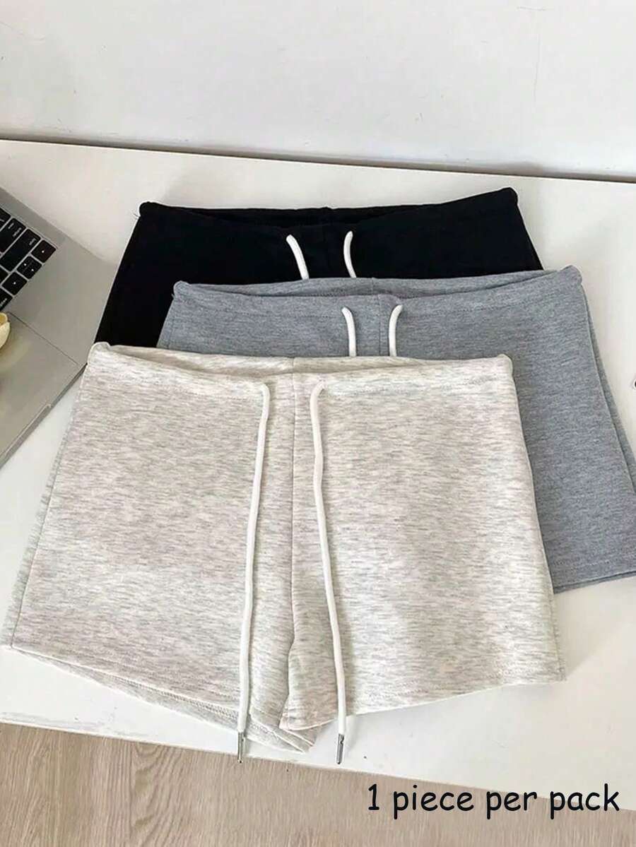 Resyla 女士休闲抽绳腰短裤,春夏款 - 灰色 - 查看 1