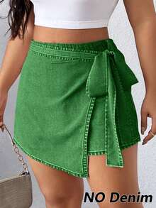 SHEIN Elenzya Quần short mùa hè dáng rộng, thoải mái, có dây rút. - màu xanh lá - Xem 1