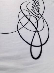 RHETRK Plus Size Men's Street Style Hip Hop Minimalist Handwritten Letter Print Loose Short Sleeve T-Shirt, Fashionable Choice For Summer - White - View 4