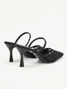 CUCCOO CHICEST Giày nữ bốn mùa thiết kế lưới thêu mới, mũi nhọn, cao gót, thanh lịch lãng mạn, giày cao gót lưới thời trang cho nữ, váy xòe, hẹn hò, tiệc trà chiều, tiệc cưới, ngày Valentine, váy thanh lịch - Màu đen G - Xem 5