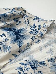 Linhara Plus Size Women Casual Bohemian Everyday Vacation Beach Commute Blue And White Blouse, Autumn Holiday - Multicolor - View 5