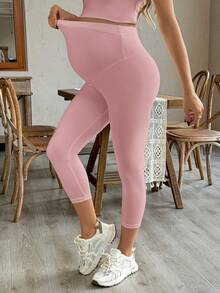 SHEIN Quần legging bầu, quần bó sát cho bà mẹ cho con bú, quần yoga thể thao co giãn cao, không xuyên thấu, hỗ trợ bụng, phù hợp cho mùa xuân, mùa hè và mọi mùa. - Màu Hồng baby - Xem 6