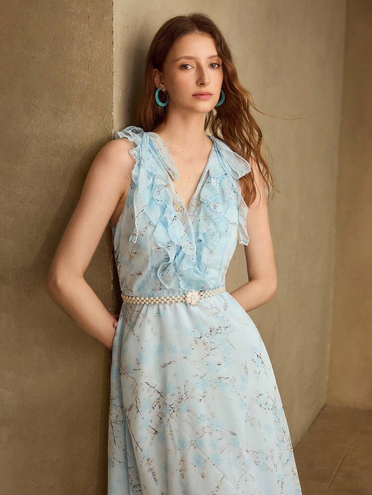 BLUE SAKURA ELEGANT WOMEN'S DRESS