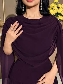 Modelyn 女士优雅纯色派对连衣裙 - 紫色 - 查看 2