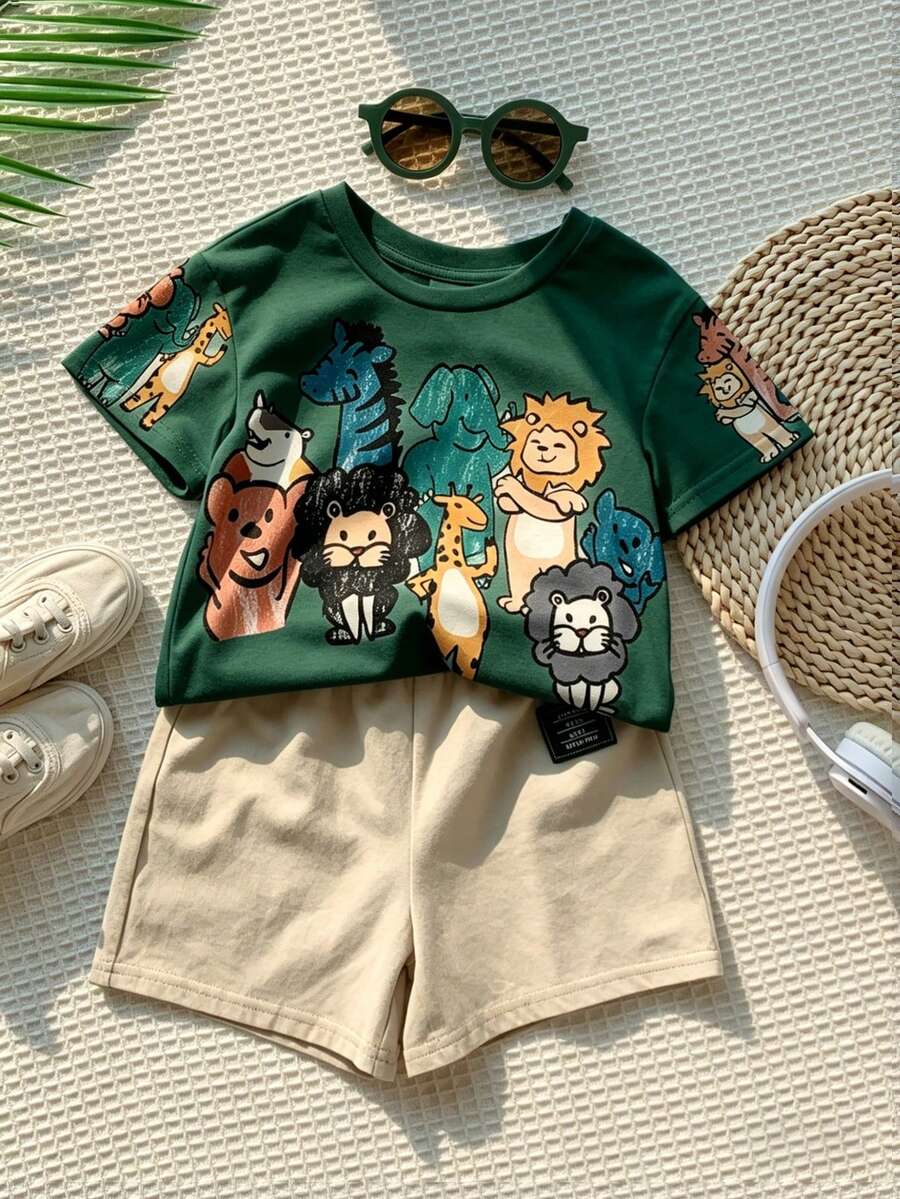 SHEIN Baby Boy Casual Cartoon Print Top, Suitable For Spring/Summer - Multicolor - View 1