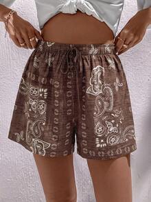 Women's Casual Paisley Print Shorts - Multicolor - View 1