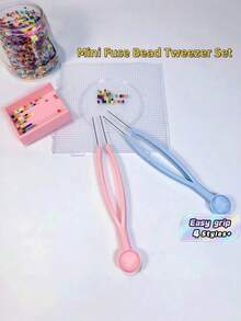 Mini Fuse Beads Tweezer Set, Beads Tweezer Fuse & Beads,Beading Supplies,Beading&Jewelry Making, Fuse Beads Pixel Puzzle Iron Melting Beads For DIY, DIY Craft Melting Beads For Jewelry Making, Pixel Art & Puzzles - Mixed Colors - View 1