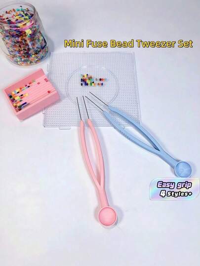 Bộ nhíp gắp hạt nhựa mini, nhíp gắp hạt nhựa và hạt nhựa, dụng cụ làm đồ trang sức, đồ trang sức và hạt nhựa, hạt nhựa nung chảy hình ghép pixel, hạt nhựa nung chảy để tự làm, đồ thủ công tự làm, nghệ thuật pixel và ghép hình.