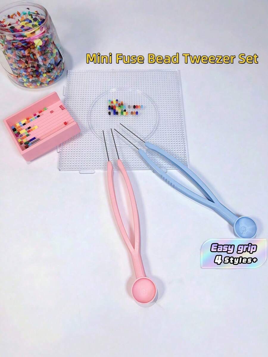 Mini Fuse Beads Tweezer Set, Beads Tweezer Fuse & Beads,Beading Supplies,Beading&Jewelry Making, Fuse Beads Pixel Puzzle Iron Melting Beads For DIY, DIY Craft Melting Beads For Jewelry Making, Pixel Art & Puzzles - Mixed Colors - View 1