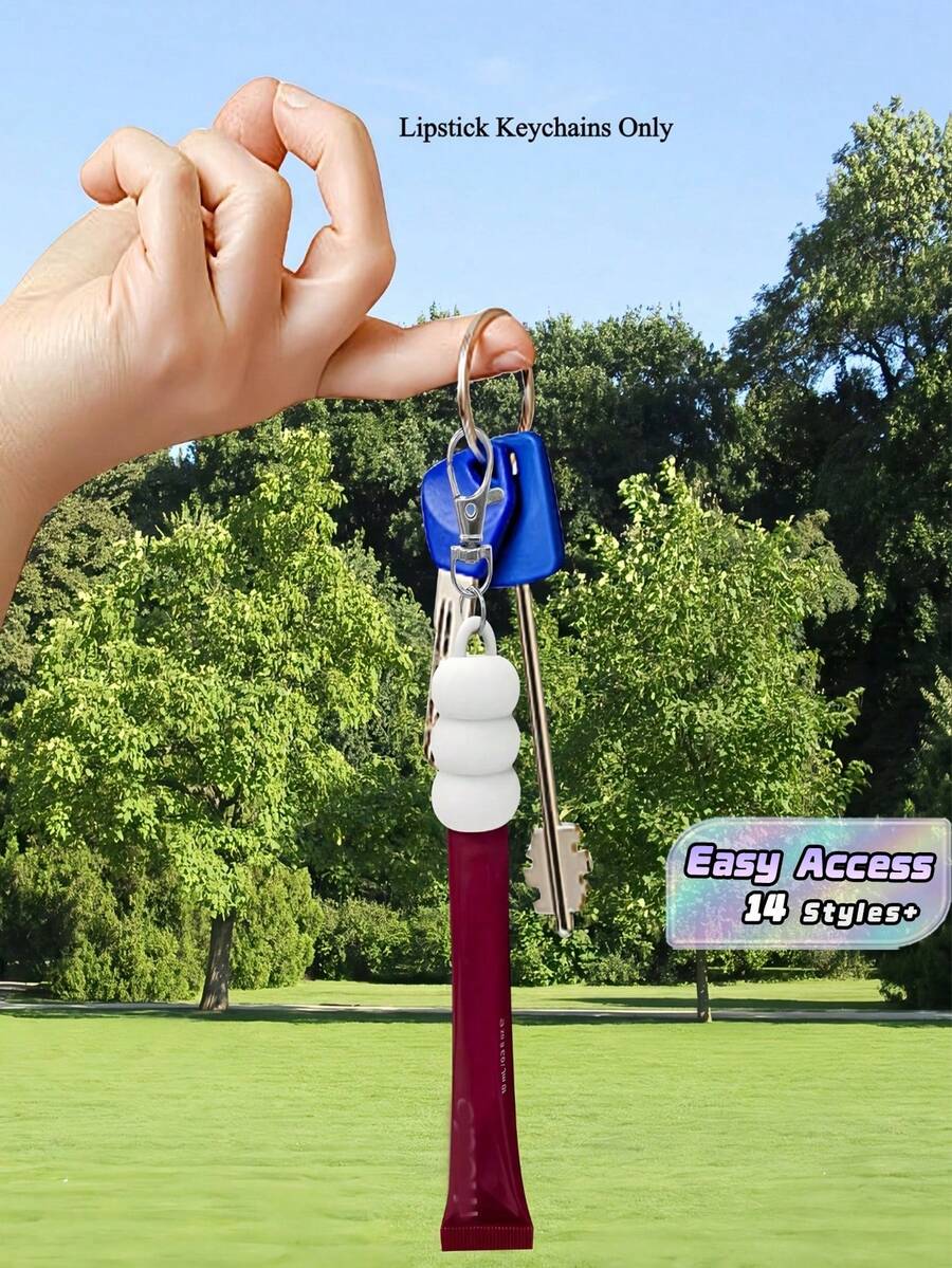1PC Keychain Lip Balm Holder Cap Replacement Cap With Stopper Convenient Keyring Accessory For Women Moms Prevent Loss In Purse Bag Travel Essential Lip Gloss Keychain Holder Daily Use - Multicolor - View 1