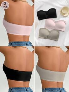 SHEIN 3pcs/Set Colorful Women's Front Closure Padded Bra Underwear Set - Multicolor - View 5