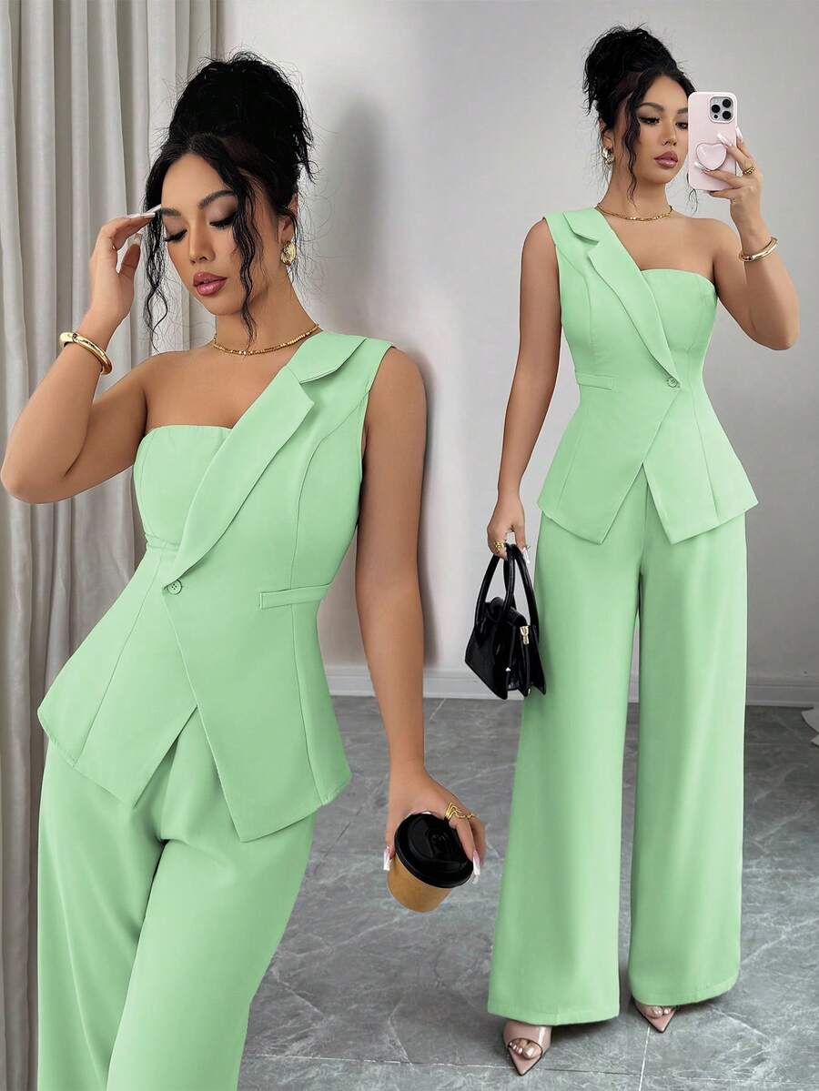 Elenzga Áo tank top không tay dáng chữ A rộng rãi, cổ cao, bèo nhún, chất liệu satin mềm mại như lụa, kiểu dáng thanh lịch, lãng mạn cổ điển Pháp, phù hợp cho công sở, đi làm, đi biển, nghỉ mát, tối giản và đa năng, bộ sưu tập Xuân/Hè mới. - Màu xanh Bạc hà - Xem 1