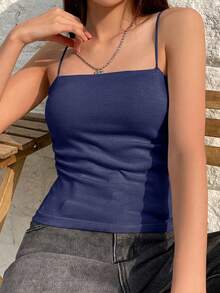 DAZY Camiseta de tirantes de unicolor casual para el verano - Agua verde azul - Ver 3