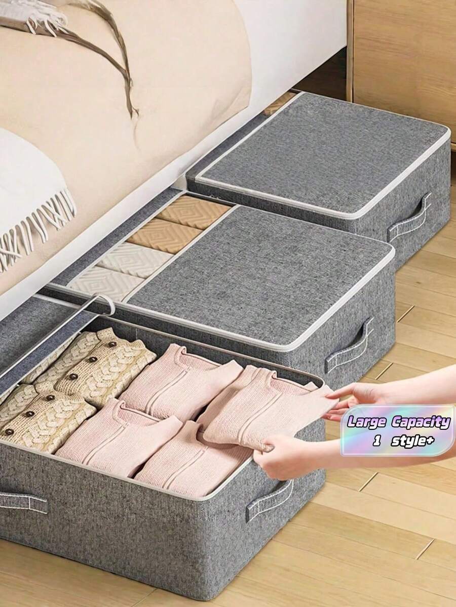 1pc Extra Wide Under The Bed Storage Box Large Capacity Flat Design Drawer Style Organizer For Clothes Blankets Seasonal Clothing Bed Frame Space Saving Household Closet Multipurpose Container